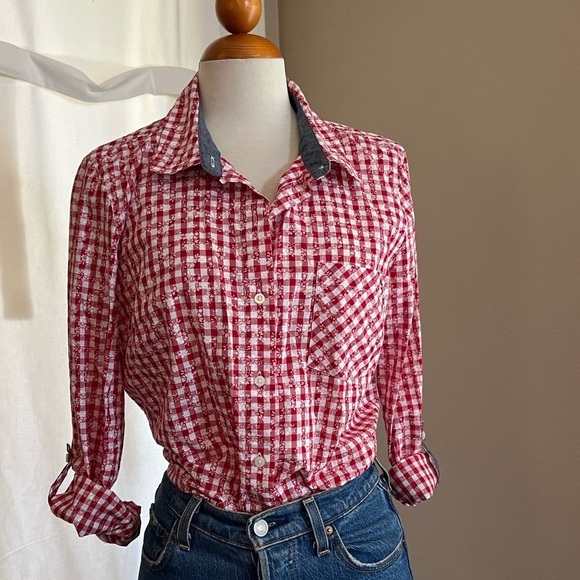 Tommy Hilfiger 100% Cotton Gingham Roll Tab Shirt - Picture 3 of 7